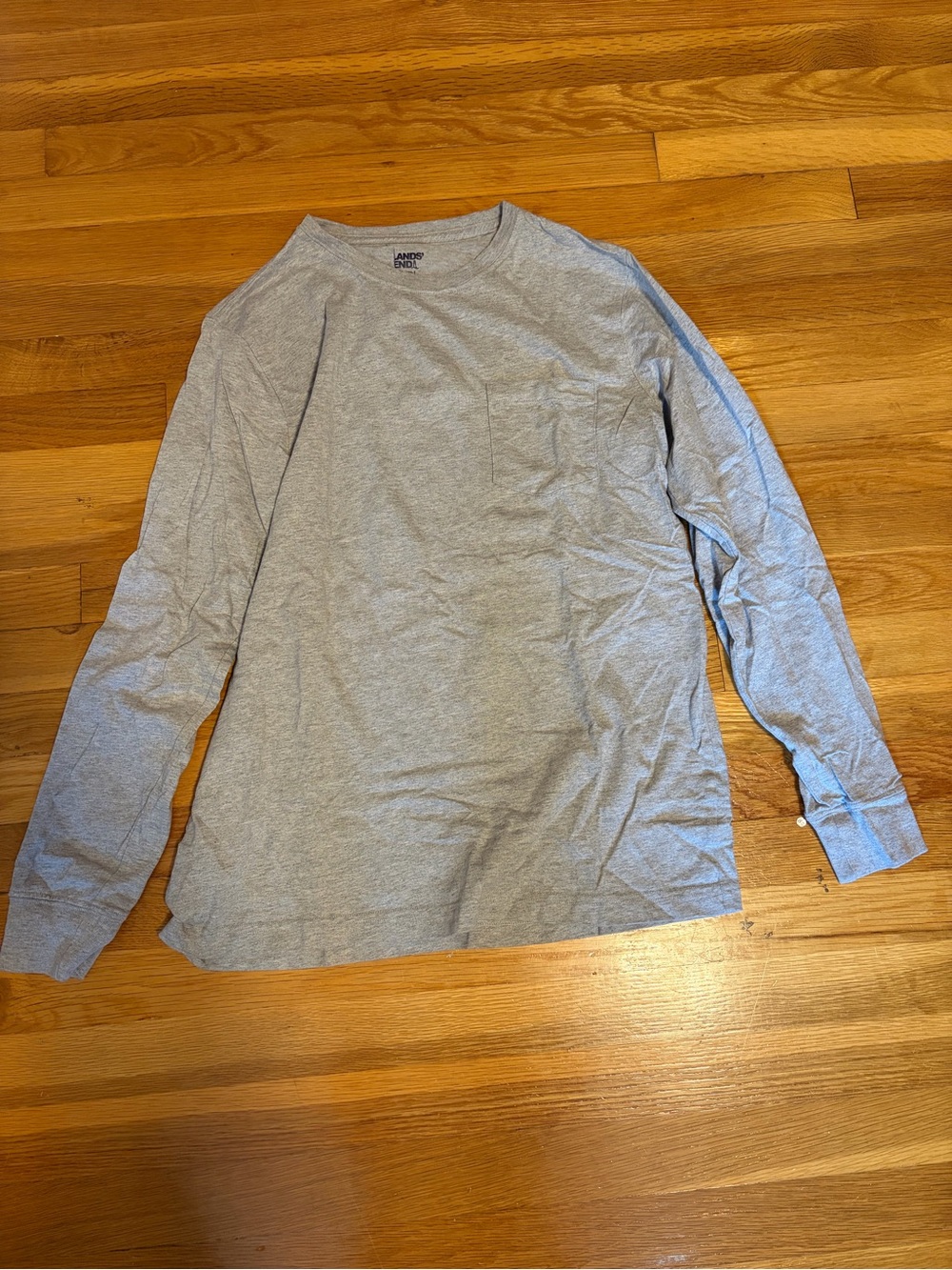 Lands end Men’s Long-Sleeve Pocket Tee - Light Gray